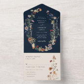 Navy All in One Wedding Invite All In One Uitnodiging (Binnen)
