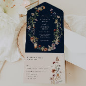 Navy All in One Wedding Invite Uitnodiging