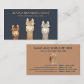 Navy Alpaca Llama Dier Visitekaartje (Voorkant / Achterkant)