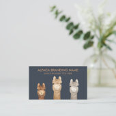 Navy Alpaca Llama Dier Visitekaartje (Staand voorkant)