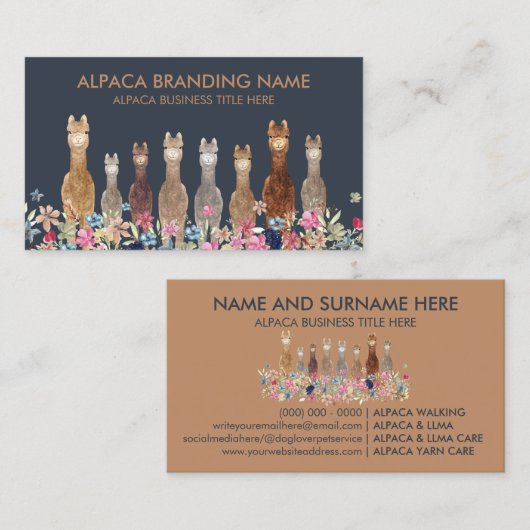 Navy Alpaca Visitekaartje (Voorkant / Achterkant)