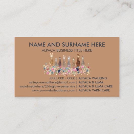 Navy Alpaca Visitekaartje (Achterkant)