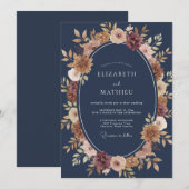 Navy Amethyst Bloemen Bruiloft Omhelzing Kaart (Voorkant / Achterkant)