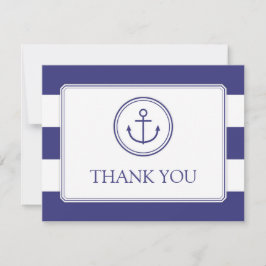 Navy Anchor Baby shower Dank u Nautical Stripes Bedankkaart