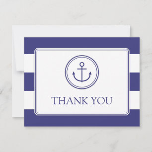 Navy Anchor Baby shower Dank u Nautical Stripes Bedankkaart