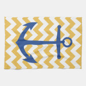 Navy Anchor en Chevrons Custom Kitchen Towel Theedoek (Horizontaal)