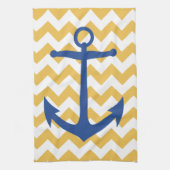 Navy Anchor en Chevrons Custom Kitchen Towel Theedoek (Verticaal)