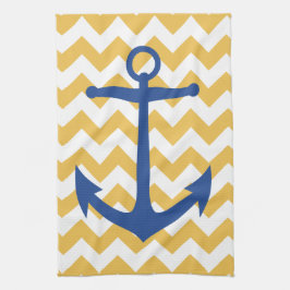 Navy Anchor en Chevrons Custom Kitchen Towel Theedoek