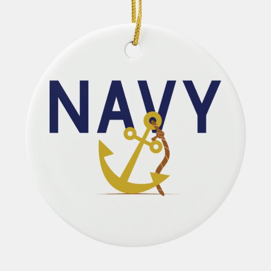 Navy Anchor Keramisch Ornament (Voorkant)