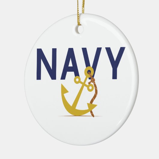 Navy Anchor Keramisch Ornament (Links)