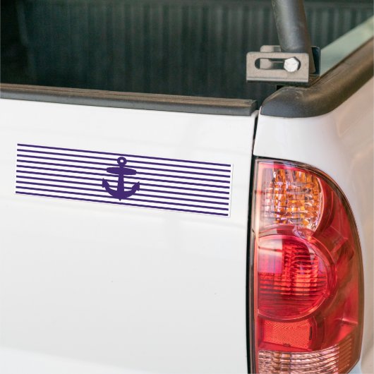 Navy Anchor met Blue Sailor Stripes Bumpersticker (Op Truck)