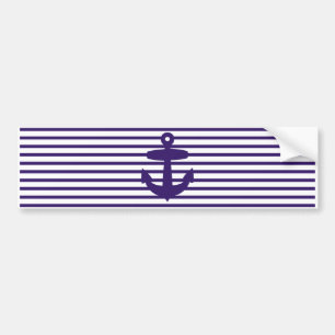Navy Anchor met Blue Sailor Stripes Bumpersticker
