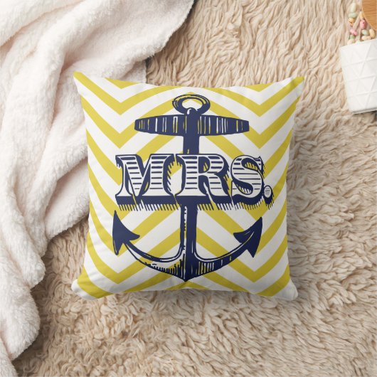 Navy Anchor mevrouw Bride Zig Zag Pattern Bride Pi Kussen (Deken)