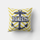 Navy Anchor mevrouw Bride Zig Zag Pattern Bride Pi Kussen (Achterkant)