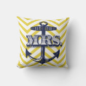 Navy Anchor mevrouw Bride Zig Zag Pattern Bride Pi Kussen (Voorkant)