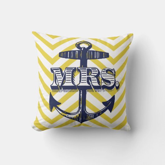 Navy Anchor mevrouw Bride Zig Zag Pattern Bride Pi Kussen (Voorkant)