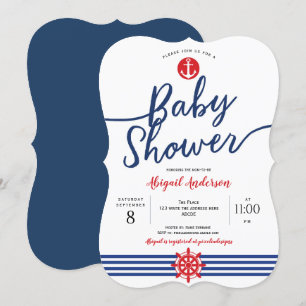 Navy, Anchor, Modern, Nautisch Thema, Baby shower Kaart