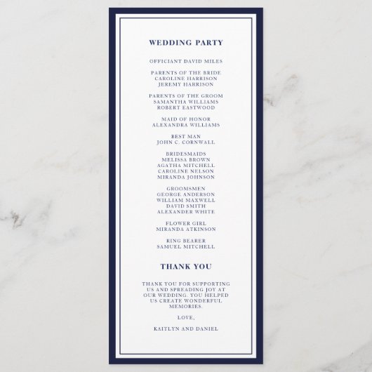 Navy Anchor Monogram Greenery Wreath Wedding Programmakaart (Achterkant)