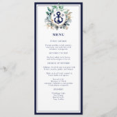 Navy Anchor Monogram Nautical Green Wreath Weddens Menu (Voorkant)