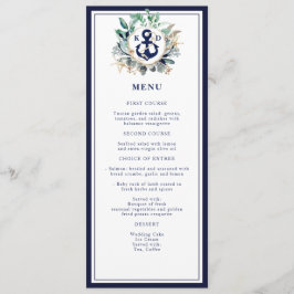 Navy Anchor Monogram Nautical Green Wreath Weddens Menu