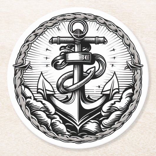 Navy Anchor Nautical Onderzetter (Voorkant)