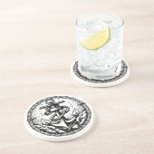 Navy Anchor Nautical Sandstone Onderzetter (Zijkant)