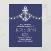 Navy Anchor Nautical Save the Date briefkaarten (Voorkant)