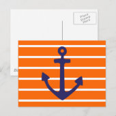 Navy Anchor op Oranje streep Briefkaart (Voorkant / Achterkant)