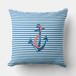 Navy Anchor, rode helling en blauwe strepen Kussen