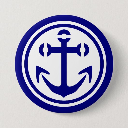 Navy Anchor Ronde Button 7,6 Cm (Voorkant)