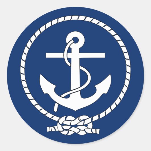 Navy Anchor Ronde Sticker (Voorkant)