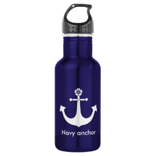 Navy anchor waterfles