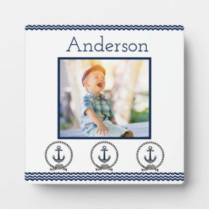 Navy Anchors golft Blue Nautical Photo Lijst Fotoplaat