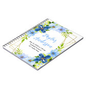 Navy and Baby Blue Floral Baby Birth Stats Notitieboek (Linkerzijde)