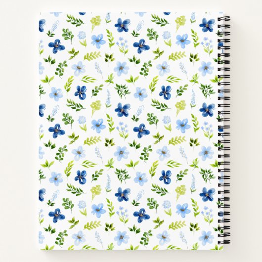 Navy and Baby Blue Floral Baby Birth Stats Notitieboek (Achterkant)