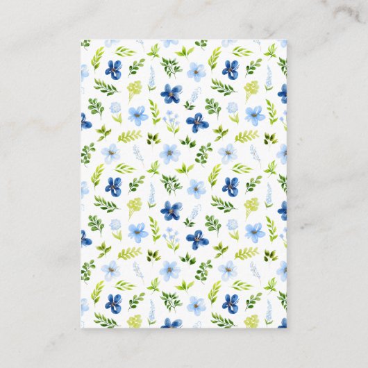 Navy and Baby Blue Floral Baby Diaper Raffle Informatiekaartje (Achterkant)