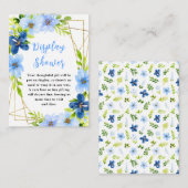 Navy and Baby Blue Floral Baby Display Shower Informatiekaartje (Voorkant / Achterkant)