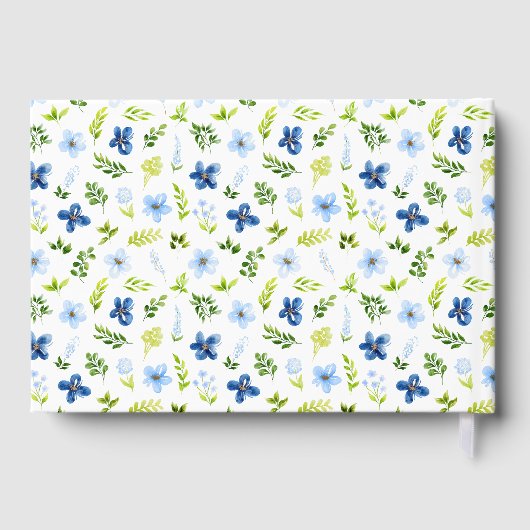 Navy and Baby Blue Floral Baby Shower Gastenboek (Achterkant)