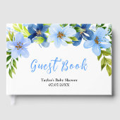 Navy and Baby Blue Floral Baby Shower Gastenboek (Voorkant)