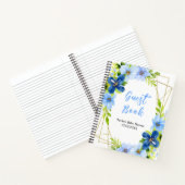 Navy and Baby Blue Floral Baby Shower Guest Book Notitieboek (Binnen)