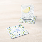 Navy and Baby Blue Floral Baby Shower Kartonnen Onderzetters (Insitu)