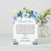 Navy and Baby Blue Floral Wedding Bedankkaart (Staand voorkant)