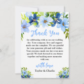 Navy and Baby Blue Floral Wedding Bedankkaart (Voorkant)