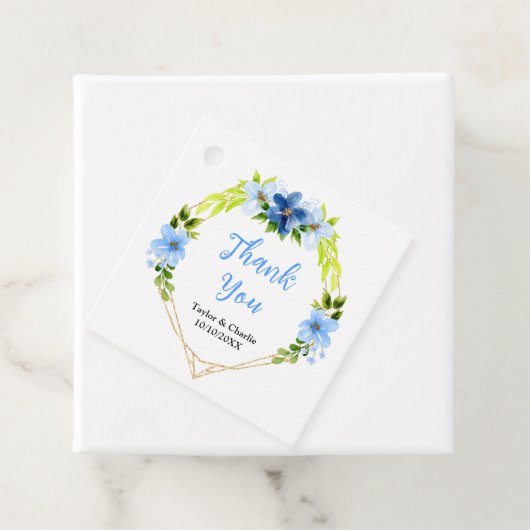 Navy and Baby Blue Floral Wedding Bedankt Bedankjes Labels (In situ)