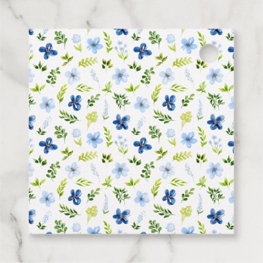 Navy and Baby Blue Floral Wedding Bedankt Bedankjes Labels (Achterkant)