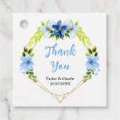 Navy and Baby Blue Floral Wedding Bedankt Bedankjes Labels (Voorkant)
