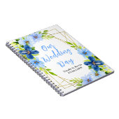 Navy and Baby Blue Floral Wedding Planner Notitieboek (Rechterzijde)