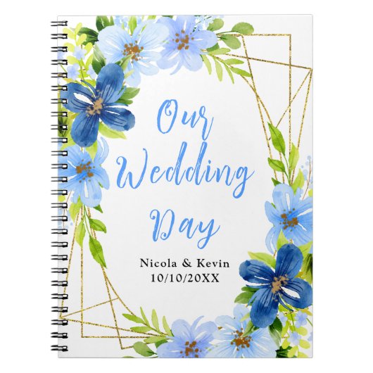 Navy and Baby Blue Floral Wedding Planner Notitieboek (Voorkant)