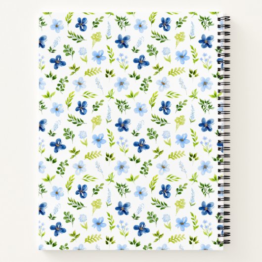 Navy and Baby Blue Floral Wedding Planner Notitieboek (Achterkant)
