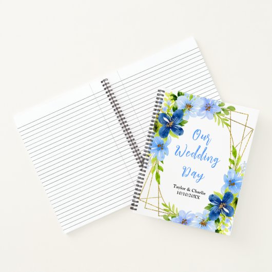 Navy and Baby Blue Floral Wedding Planner Notitieboek (Binnen)
